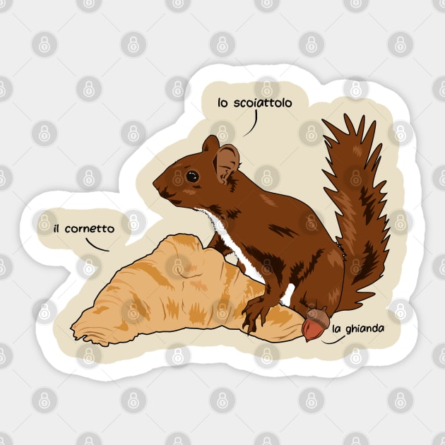 Squirrel with Croissant Sticker by TaliDe